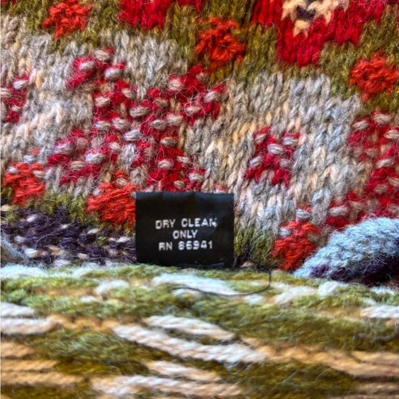 Limited Handknit (L) Unisex Multicolor 100% Wool Christmas Pullover Sweater - Picture 10 of 10